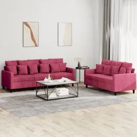 Juego de sofás con cojines 2 piezas terciopelo rojo tinto de , Sofás - Ref: Foro24-3201724, Precio: 460,13 €, Descuento: %