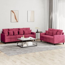 Juego de sofás con cojines 2 piezas terciopelo rojo tinto de , Sofás - Ref: Foro24-3201724, Precio: 480,66 €, Descuento: %