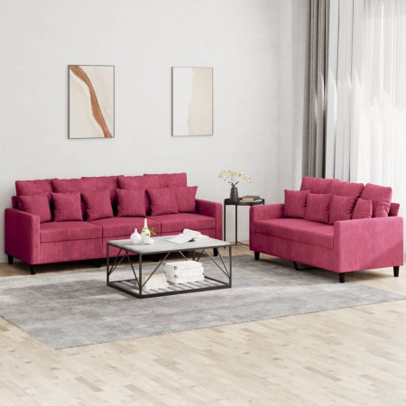 Juego de sofás con cojines 2 piezas terciopelo rojo tinto de , Sofás - Ref: Foro24-3201724, Precio: 480,66 €, Descuento: %