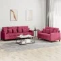 Juego de sofás con cojines 2 piezas terciopelo rojo tinto de , Sofás - Ref: Foro24-3201724, Precio: 460,13 €, Descuento: %