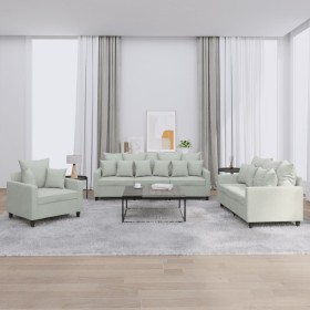 Juego de sofás con cojines 3 piezas terciopelo gris claro de , Sofás - Ref: Foro24-3201680, Precio: 556,62 €, Descuento: %