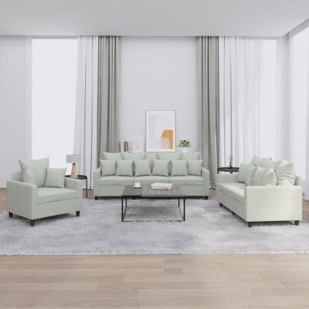 Juego de sofás con cojines 3 piezas terciopelo gris claro de , Sofás - Ref: Foro24-3201680, Precio: 556,62 €, Descuento: %