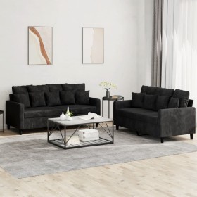 Juego de sofás con cojines 2 piezas terciopelo negro de , Sofás - Ref: Foro24-3201705, Precio: 391,92 €, Descuento: %