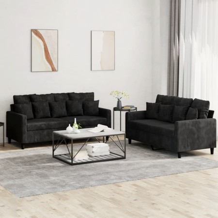 Juego de sofás con cojines 2 piezas terciopelo negro de , Sofás - Ref: Foro24-3201705, Precio: 391,92 €, Descuento: %