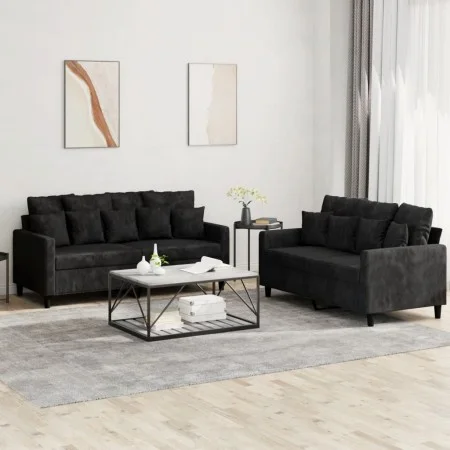 Zweiteiliges Sofaset mit schwarzen Samtkissen. von , Sofas - Ref: Foro24-3201705, Preis: 417,06 €, Rabatt: %