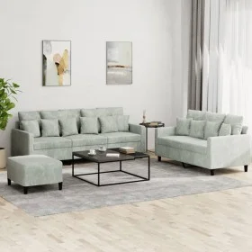 Juego de sofás con cojines 3 piezas terciopelo gris claro de , Sofás - Ref: Foro24-3201730, Precio: 522,68 €, Descuento: %