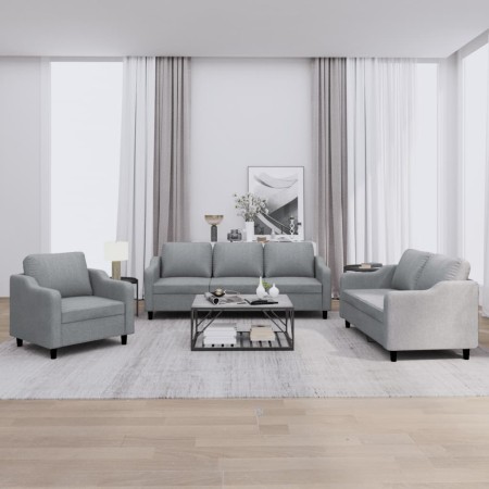 Juego de sofás con cojines 3 piezas tela gris claro de , Sofás - Ref: Foro24-3201770, Precio: 592,67 €, Descuento: %