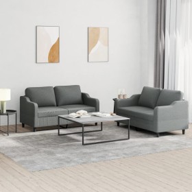 Juego de sofás con cojines 2 piezas tela gris oscuro de , Sofás - Ref: Foro24-3201803, Precio: 395,61 €, Descuento: %