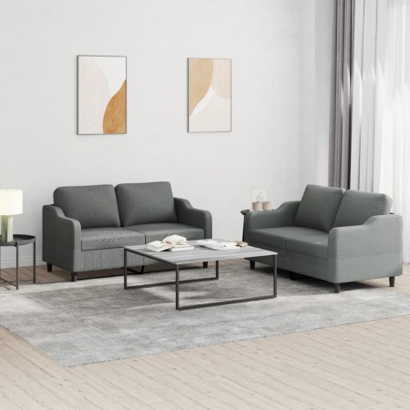 Juego de sofás con cojines 2 piezas tela gris oscuro de , Sofás - Ref: Foro24-3201803, Precio: 395,61 €, Descuento: %