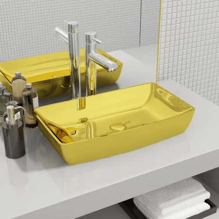 Lavabo 71x38x13,5 cm cerámica dorado de vidaXL, Lavabos - Ref: Foro24-143480, Precio: 124,70 €, Descuento: %
