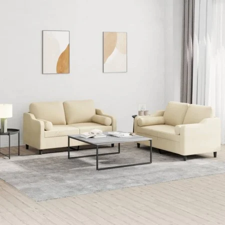 Juego de sofás con cojines 2 piezas tela crema de , Sofás - Ref: Foro24-3201820, Precio: 439,62 €, Descuento: %