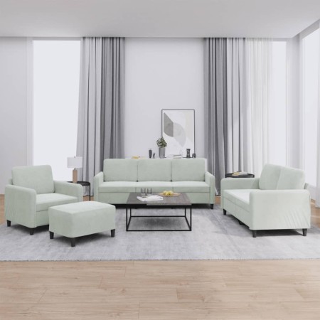 Juego de sofás 4 piezas terciopelo gris claro de , Sofás - Ref: Foro24-3201944, Precio: 598,16 €, Descuento: %