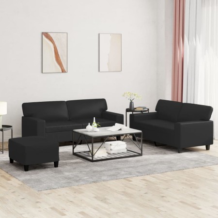 Juego de sofás 3 piezas cuero sintético negro de , Sofás - Ref: Foro24-3201919, Precio: 571,82 €, Descuento: %