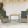 Set comedor de jardín 3 piezas con cojines ratán sintético gris en Conjuntos de jardín | Comprar online en Foru.es