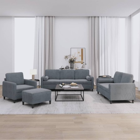 Juego de sofás con cojines 4 piezas terciopelo gris oscuro de , Sofás - Ref: Foro24-3201965, Precio: 671,28 €, Descuento: %