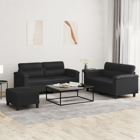 Juego de sofás con cojines 3 piezas cuero sintético negro de , Sofás - Ref: Foro24-3202367, Precio: 475,92 €, Descuento: %