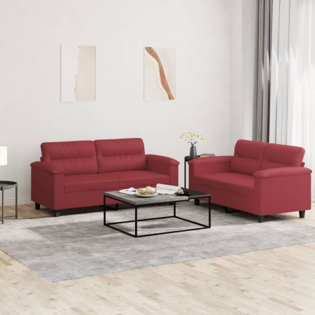 Juego de sofás con cojines 2 piezas cuero sintético rojo tinto de , Sofás - Ref: Foro24-3202365, Precio: 488,43 €, Descuento: %