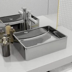 Lavabo 41x30x12 cm cerámica plateado de vidaXL, Lavabos - Ref: Foro24-143495, Precio: 65,56 €, Descuento: %