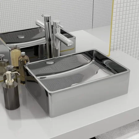 Lavabo 41x30x12 cm cerámica plateado de vidaXL, Lavabos - Ref: Foro24-143495, Precio: 65,56 €, Descuento: %