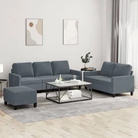 Dreiteiliges Sofaset mit dunkelgrauen Samtkissen. von , Sofas - Ref: Foro24-3201527, Preis: 548,23 €, Rabatt: %