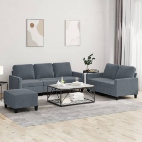 Juego de sofás con cojines 3 piezas terciopelo gris oscuro de , Sofás - Ref: Foro24-3201527, Precio: 526,40 €, Descuento: %