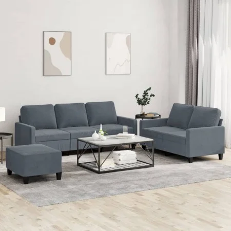Juego de sofás con cojines 3 piezas terciopelo gris oscuro by , Sofas - Ref: Foro24-3201527, Price: 548,23 €, Discount: %