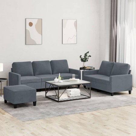Juego de sofás con cojines 3 piezas terciopelo gris oscuro de , Sofás - Ref: Foro24-3201527, Precio: 526,40 €, Descuento: %