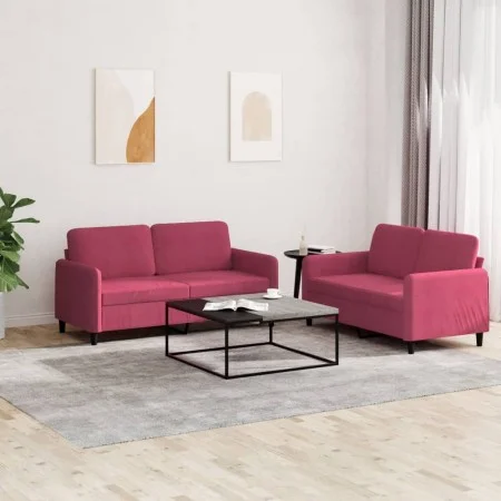 Juego de sofás 2 piezas terciopelo rojo tinto de , Sofás - Ref: Foro24-3201978, Precio: 453,96 €, Descuento: %