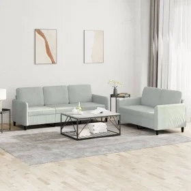 Juego de sofás 2 piezas terciopelo gris claro de , Sofás - Ref: Foro24-3202014, Precio: 435,60 €, Descuento: %