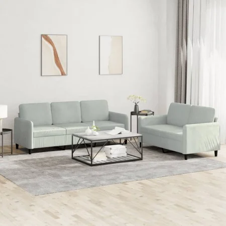 Juego de sofás 2 piezas terciopelo gris claro de , Sofás - Ref: Foro24-3202014, Precio: 435,60 €, Descuento: %