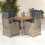 Set comedor de jardín 5 piezas con cojines ratán sintético gris en Conjuntos de jardín | Comprar online en Foru.es