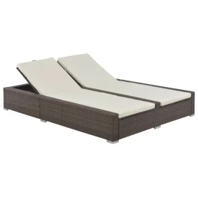 Tumbona doble ratán sintético marrón de vidaXL, Camas para exteriores - Ref: Foro24-44751, Precio: 291,05 €, Descuento: %