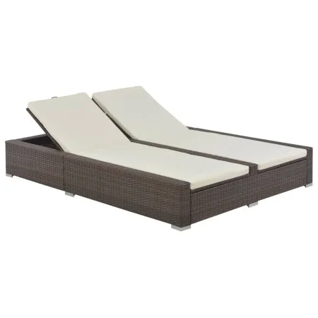 Tumbona doble ratán sintético marrón de vidaXL, Camas para exteriores - Ref: Foro24-44751, Precio: 291,05 €, Descuento: %