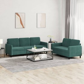 Juego de sofás 2 piezas terciopelo verde oscuro de , Sofás - Ref: Foro24-3202016, Precio: 564,50 €, Descuento: %