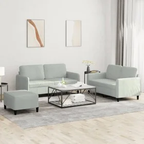 Juego de sofás 3 piezas terciopelo gris claro de , Sofás - Ref: Foro24-3201984, Precio: 396,83 €, Descuento: %