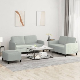 Juego de sofás 3 piezas terciopelo gris claro de , Sofás - Ref: Foro24-3201984, Precio: 399,46 €, Descuento: %