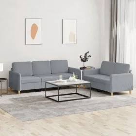 Juego de sofás con cojines 2 piezas tela gris claro by , Sofas - Ref: Foro24-3202118, Price: 475,93 €, Discount: %