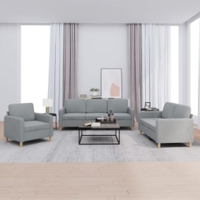 Juego de sofás con cojines 3 piezas tela gris claro de , Sofás - Ref: Foro24-3202054, Precio: 667,97 €, Descuento: %