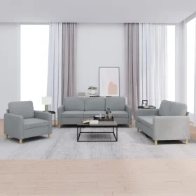 Sofagarnitur mit 3-teiligen Kissen, helles graues Gewebe. von , Sofas - Ref: Foro24-3202054, Preis: 591,21 €, Rabatt: %