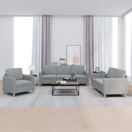 Sofagarnitur mit 3-teiligen Kissen, helles graues Gewebe. von , Sofas - Ref: Foro24-3202054, Preis: 591,21 €, Rabatt: %