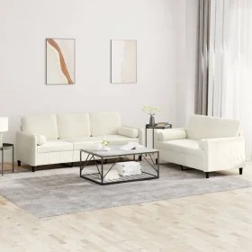 Juego de sofás con cojines 2 piezas terciopelo crema de , Sofás - Ref: Foro24-3202042, Precio: 576,61 €, Descuento: %