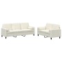 Juego de sofás con cojines 2 piezas terciopelo crema de , Sofás - Ref: Foro24-3202042, Precio: 586,03 €, Descuento: %