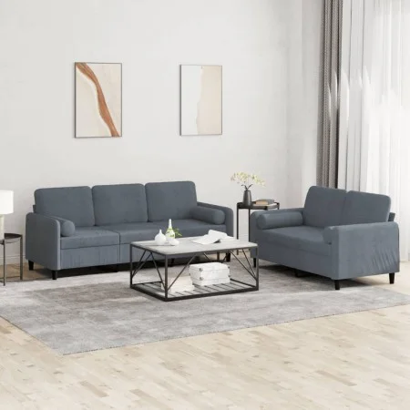 Juego de sofás con cojines 2 piezas terciopelo gris oscuro by , Sofas - Ref: Foro24-3202035, Price: 490,13 €, Discount: %
