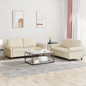 Juego de sofás con cojines 2 piezas cuero sintético crema de , Sofás - Ref: Foro24-3202151, Precio: 444,61 €, Descuento: %