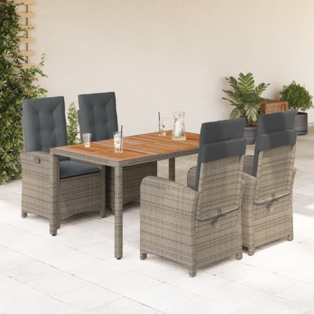 Set comedor de jardín 5 piezas con cojines ratán sintético gris en Conjuntos de jardín | Comprar online en Foru.es