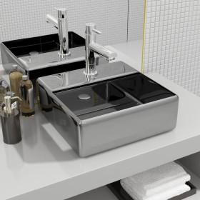 Lavabo con orificio para grifo 38x30x11,5 cm cerámica plateado de vidaXL, Lavabos - Ref: Foro24-143487, Precio: 62,44 €, Desc...