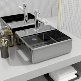 Washbasin with tap hole 38x30x11.5 cm ceramic silver by vidaXL, Sinks - Ref: Foro24-143487, Price: 53,62 €, Discount: %
