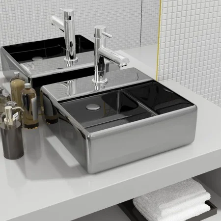 Washbasin with tap hole 38x30x11.5 cm ceramic silver by vidaXL, Sinks - Ref: Foro24-143487, Price: 53,62 €, Discount: %
