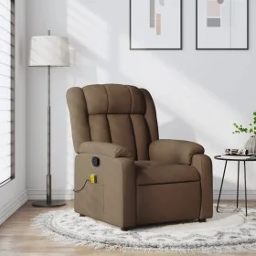 Sillón reclinable con masaje de tela marrón de , Sillones - Ref: Foro24-373590, Precio: 236,87 €, Descuento: %