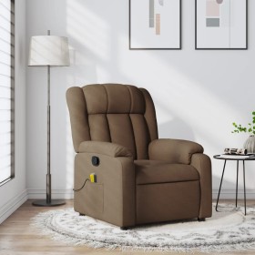 Sillón reclinable con masaje de tela marrón de , Sillones - Ref: Foro24-373590, Precio: 238,47 €, Descuento: %